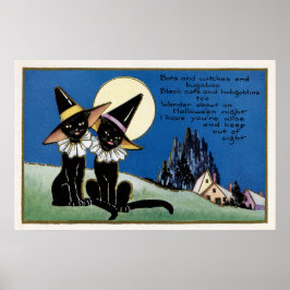 Póster Halloween espeluznante poster decorativo de gatos 