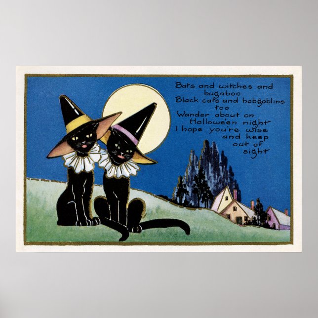 Póster Halloween espeluznante poster decorativo de gatos  (Frente)