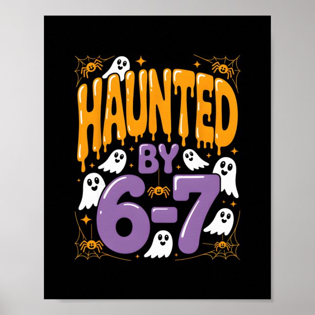 Póster Halloween Esqueleto Embrujado Asustado Seis Siete  (Frente)