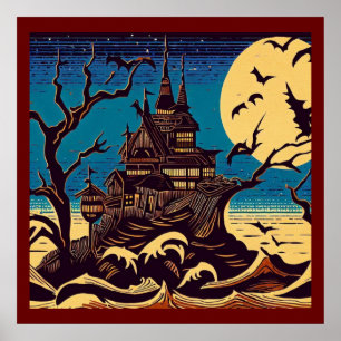 Póster Halloween - Estilo Woodcut 4