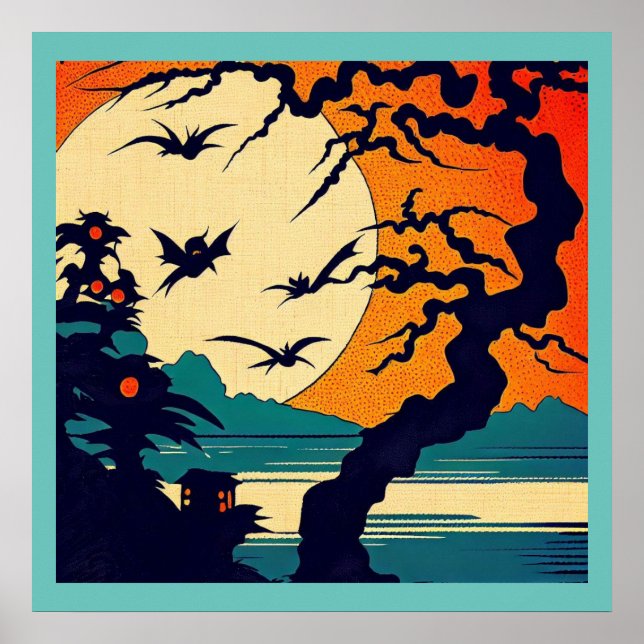 Póster Halloween - Estilo Woodcut 7 (Frente)