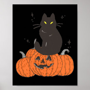 Póster Halloween Fall Spookan Cat Con Calabaza