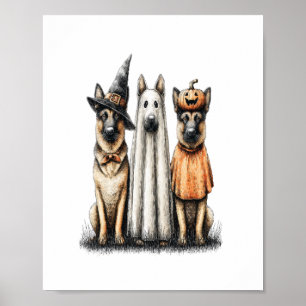 Póster Halloween Fantasma Pastor Alemán