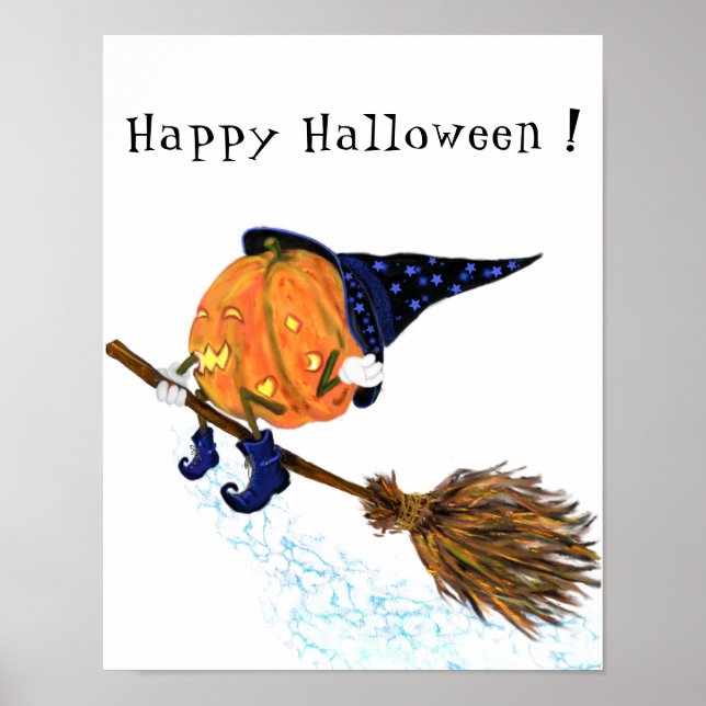 Póster Halloween Feliz cuarto volador de calabaza para br (Frente)