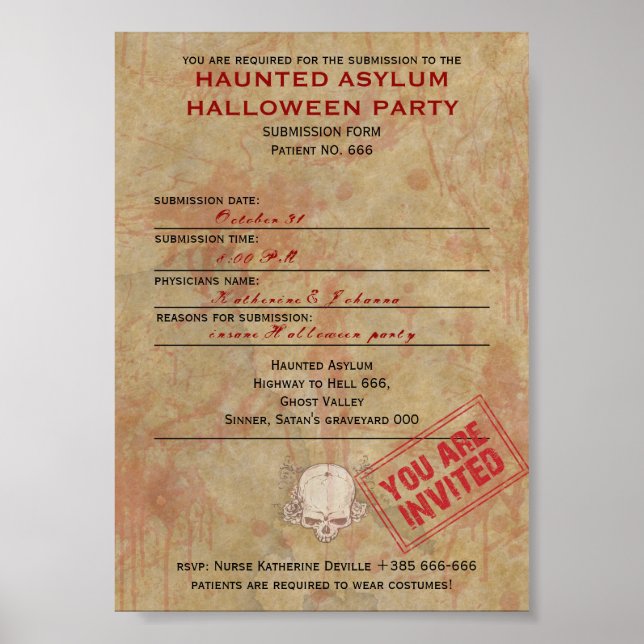 Póster Halloween, fiesta de asilo de refugiados (Frente)