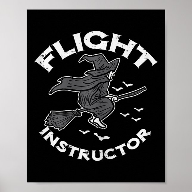 Póster Halloween Flight Instructor Witch Funny Costume Wo (Frente)
