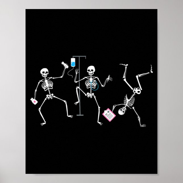 Póster Halloween Funny Skeleton Nurse Soky Registered Nur (Frente)