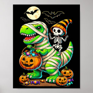 Póster Halloween Funny T Rex Dinosaur Mummy Boys Trick Tr