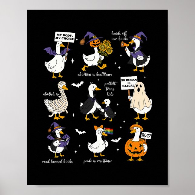 Póster Halloween Ganso Sutil Resistir Trump Liberal Femin (Frente)