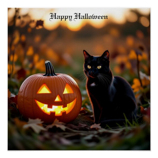 Póster Halloween. Gato (Anverso)