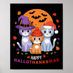 Póster Halloween Gats Navidades del Día de Acción de Grac
