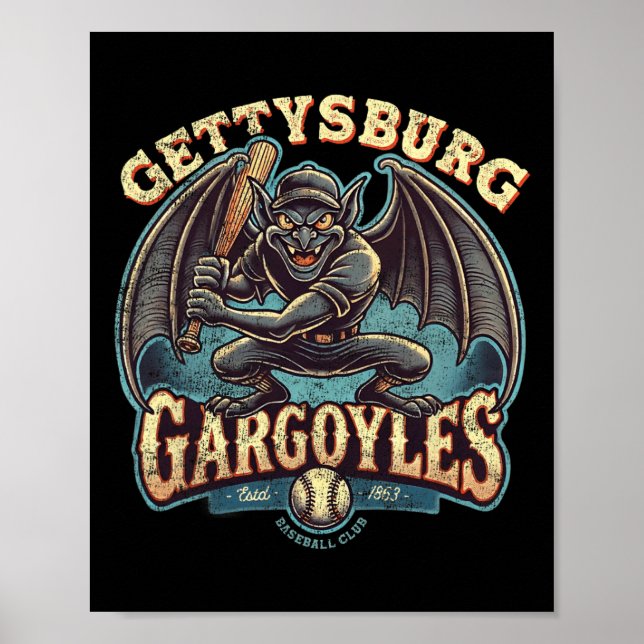 Póster Halloween Gettsyburg Gargoyles Liga Menor Baseba (Frente)