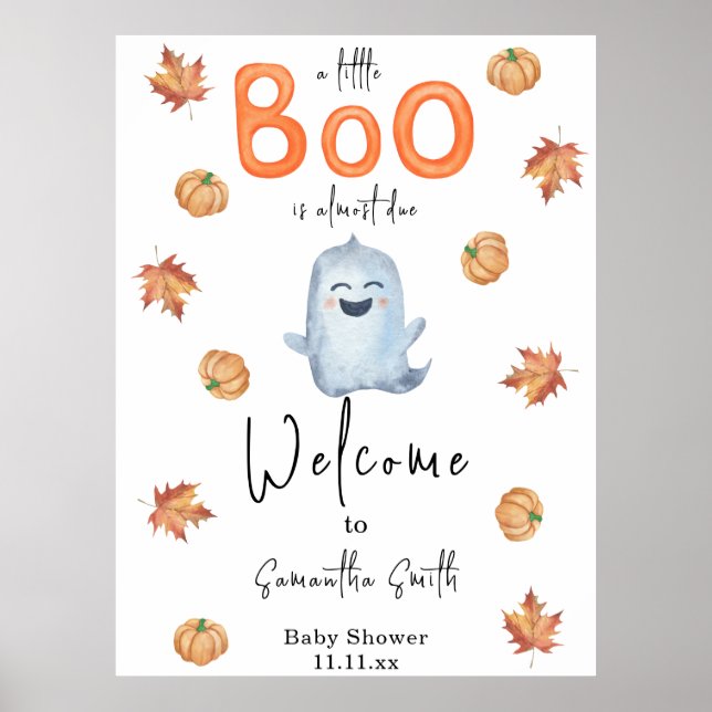 Póster Halloween Ghost Bienvenida a la ducha bebé (Frente)