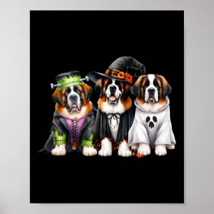Póster Halloween Ghost Costume Perro de Bruja San Bernard