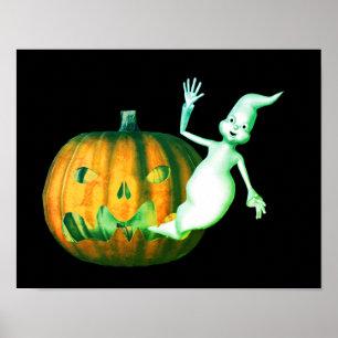 Póster Halloween Ghost Jack O Lantern