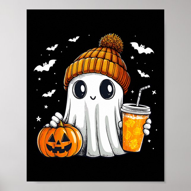 Póster Halloween Ghost Pumpkin Spice Latt Otoño (Frente)