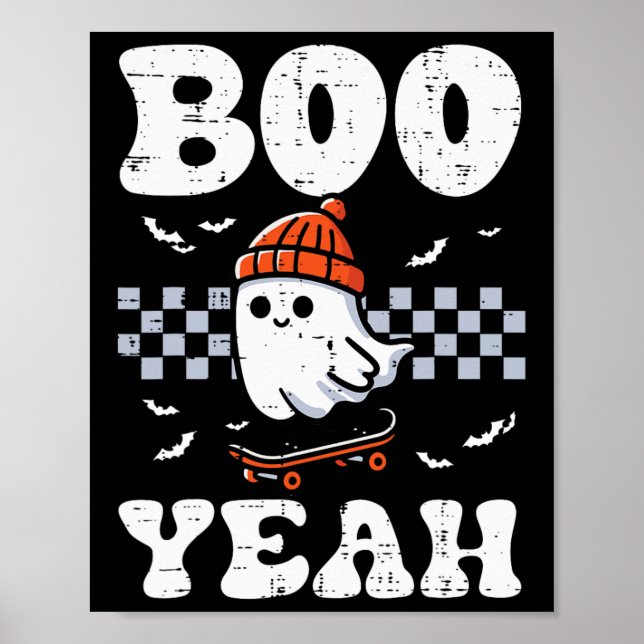 Póster Halloween Ghost Skateboard Boo Yeah Costume Boys K (Frente)