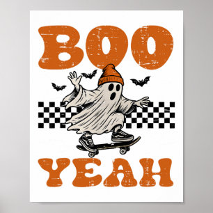 Póster Halloween Ghost Skateboard Boo Yeah Costume Boys K