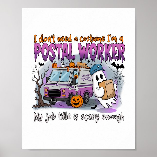 Póster Halloween Ghost, trabajador postal (Frente)