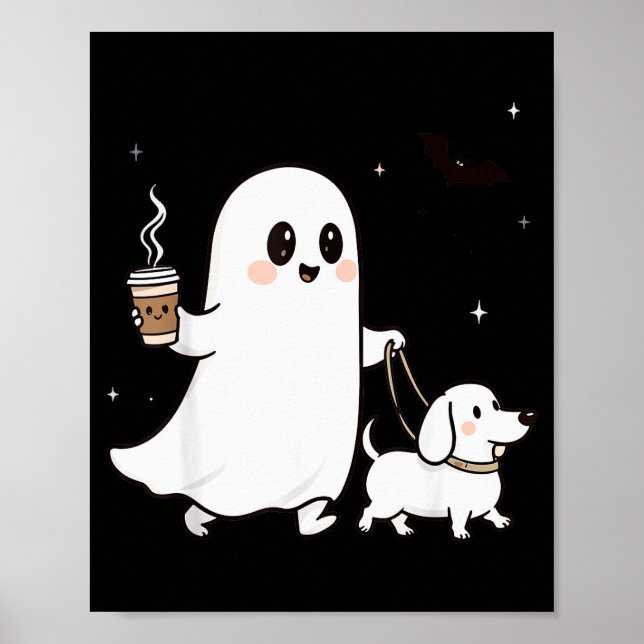 Póster Halloween Ghost Walking Dog Soky Season Halloween  (Frente)