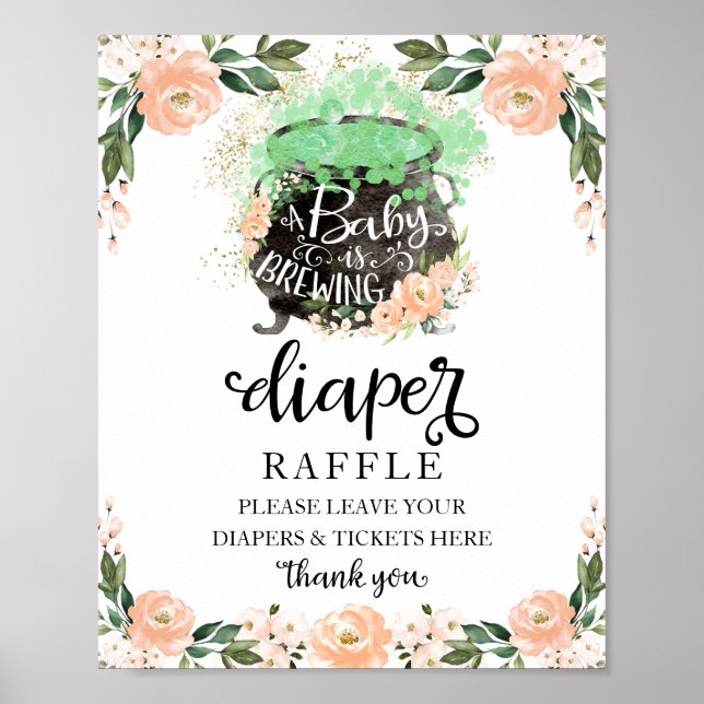 Póster Halloween Girl Baby Shower Diaper Raffle Game Sign (Frente)