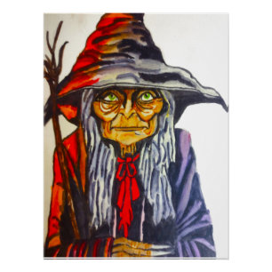 PÓSTER HALLOWEEN GLOWING RED WITCH