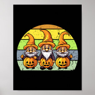 Póster Halloween Gnomes Cute Calabaza Otoño Fall