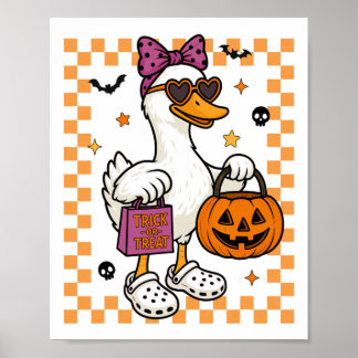 Póster Halloween Goose Ghost Bow Coquette Trick O Trek