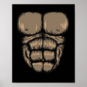 Póster Halloween Gorila Chest Costume mono lindo músculo