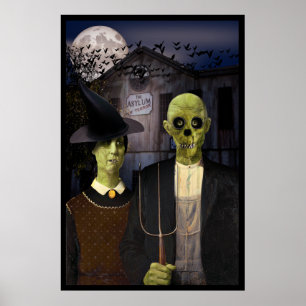 Póster Halloween gótico americano