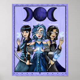 Póster Halloween Greek Mythology Moon Goddesses Art Print