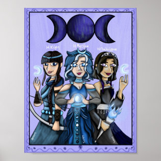 Póster Halloween Greek Mythology Moon Goddesses Art Print