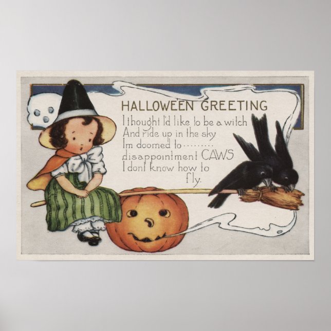 Póster Halloween GreetingCrows (Frente)