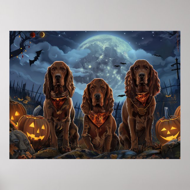 Póster Halloween Halloween de la Red Setter Irlandés (Frente)