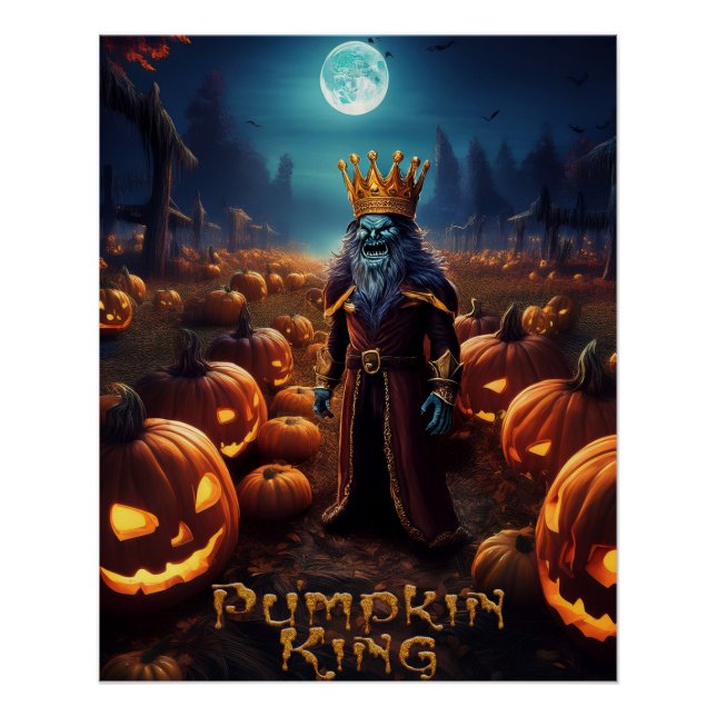 Póster Halloween Hauned Pumpkin Patch King (Anverso)