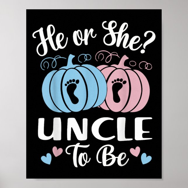Póster Halloween He Or She Uncle To Be Pumpkin Gender Rev (Frente)