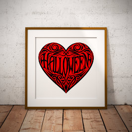 Póster Halloween Heart, Black Heart, Holiday