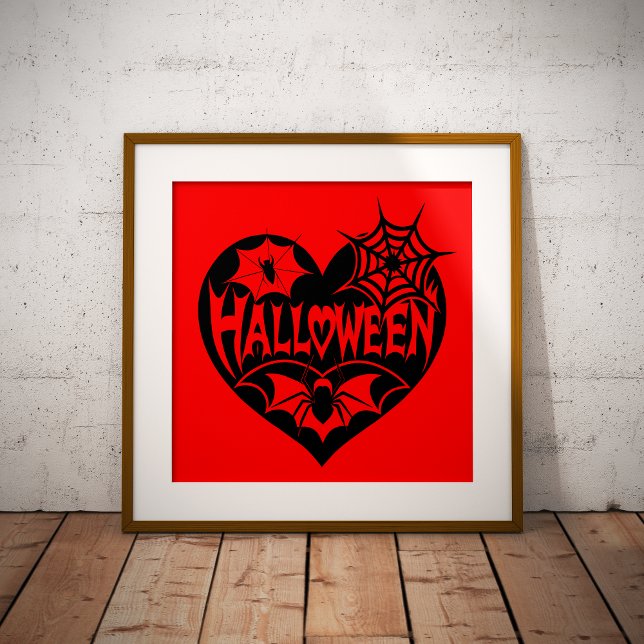 Póster Halloween Heart, Black Heart Shape, Spider Web (Subido por el creador)