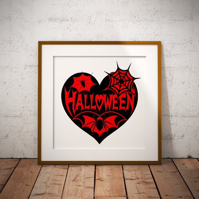 Póster Halloween Heart, Black Heart Shape, Spider Web (Subido por el creador)