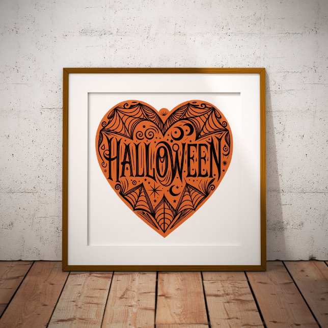 Póster Halloween Heart, Orange Heart Shape, Holiday (Subido por el creador)