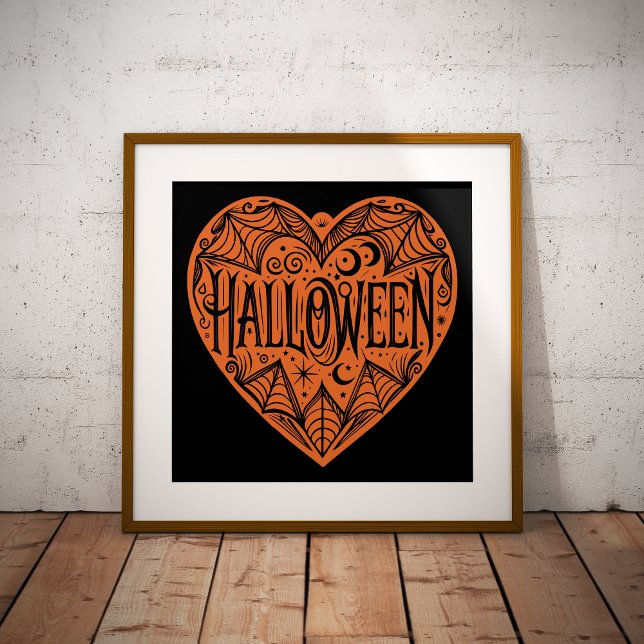 Póster Halloween Heart, Orange Heart Shape, Holiday (Subido por el creador)