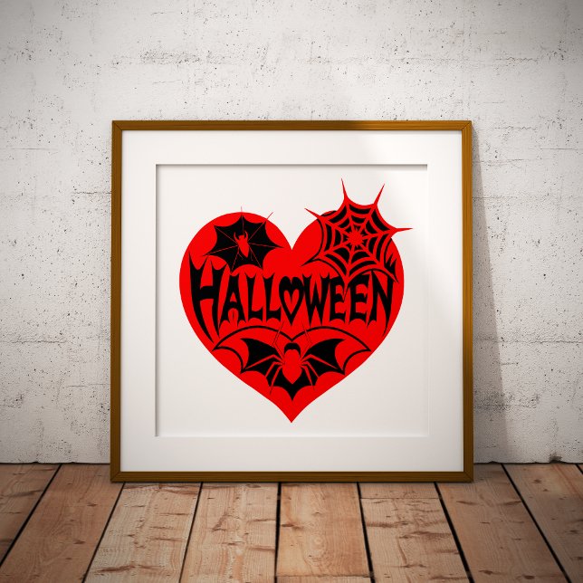Póster Halloween Heart, Red Heart Shape, Spider Web (Subido por el creador)