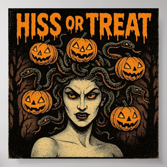 Póster Halloween Hiss o Treat (Frente)