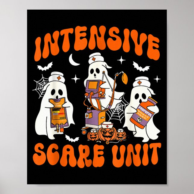 Póster Halloween Intensive Care E Unit Ghost Nurse Icu Nu (Frente)