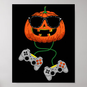 Póster Halloween Jack O Lantern Gamer Niños Hombres Diver