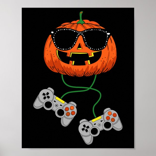 Póster Halloween Jack O Lantern Gamer Niños Hombres Diver (Frente)