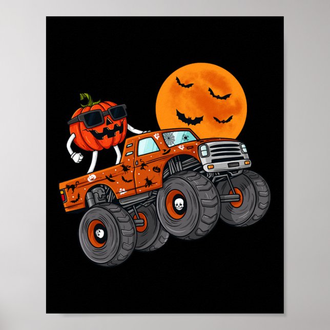 Póster Halloween Jack O Lantern Monster Truck Toddler Boy (Frente)