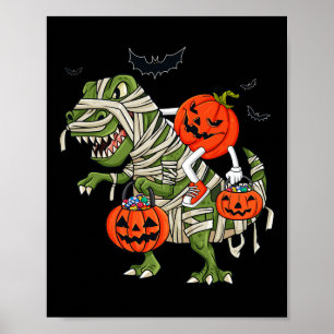 Póster Halloween Jack O Lantern Riding T Rex Boys Chicas