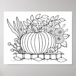 Póster Halloween Jack O’Lantern Scene Coloring Page Art