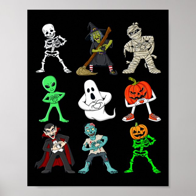 Póster Halloween Keke Dancing Skeleton Y Monsters Boys (Frente)